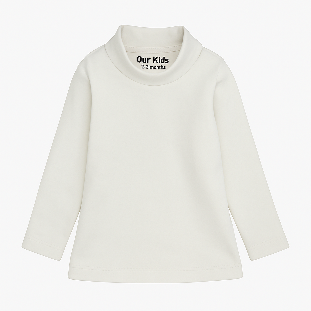 Unisex Plain White Long-Sleeved Half-Collar T-Shirt