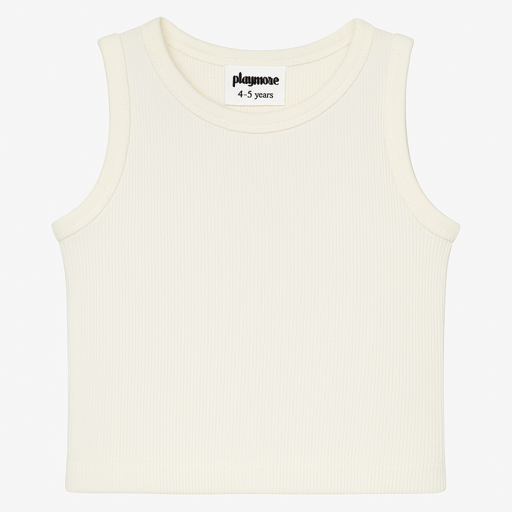 Girls Cotton Tank Top – Off white