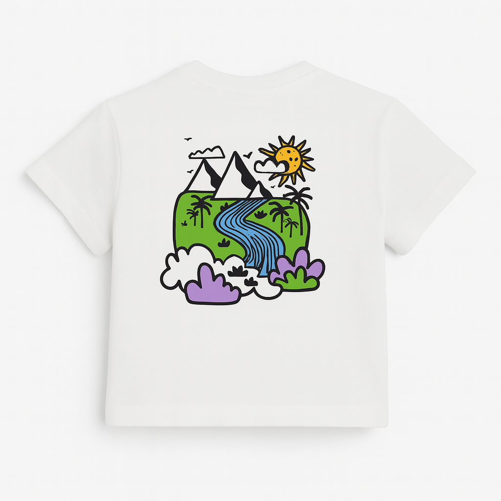 Unisex Baby Off-white Pyramids Cotton T-Shirt