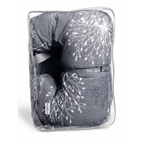 Cotton Nursing Pillow – Dark Grey & Off-White with Floral Print