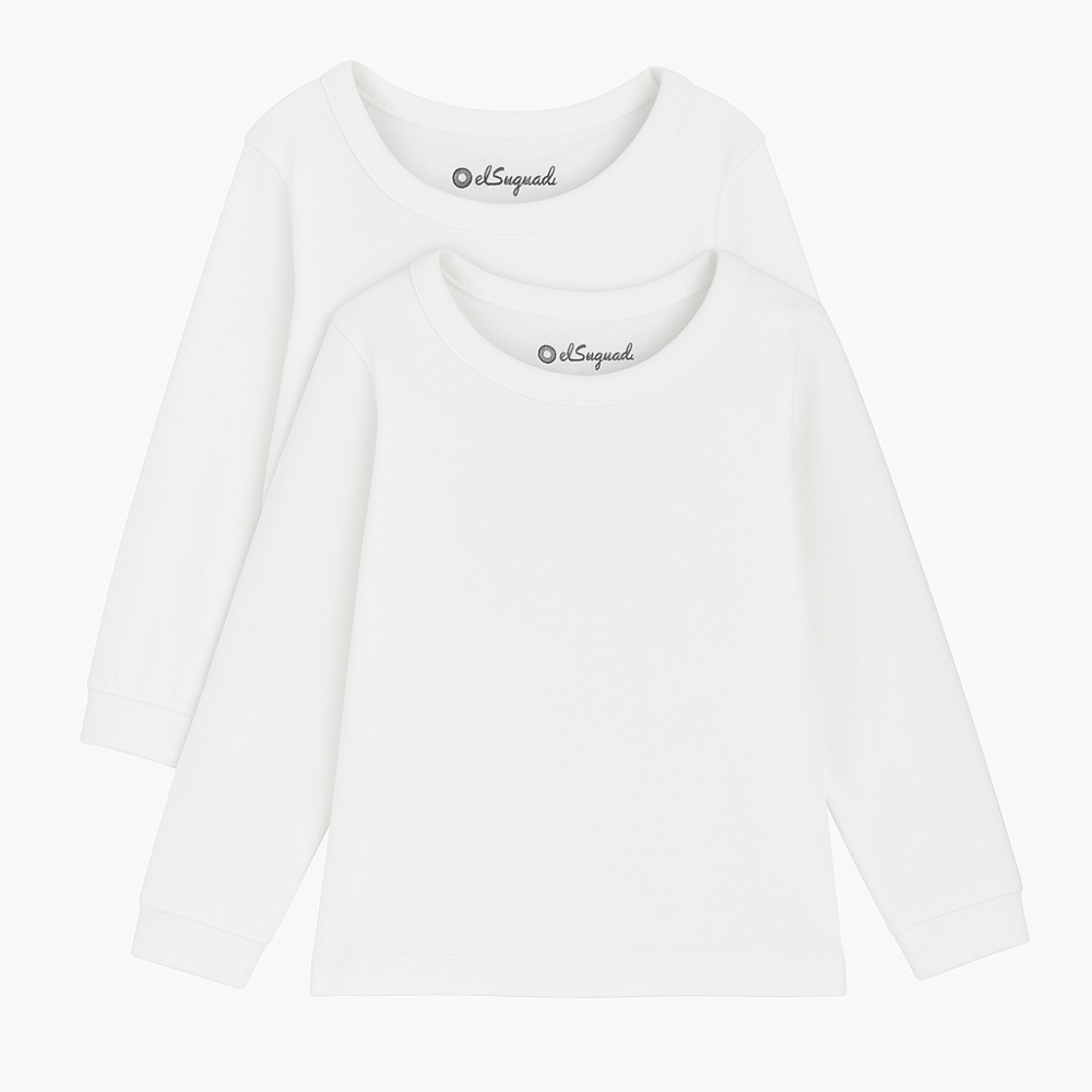 Pack Of 2 - Unisex Plain White Long-Sleeved Undershirt
