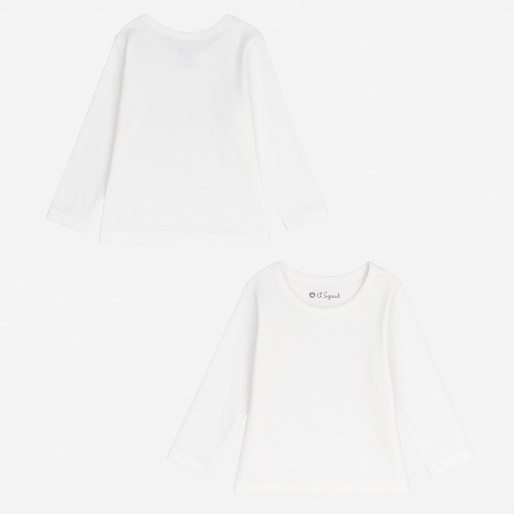 Pack Of 2 - Unisex Plain White Long-Sleeved Undershirt