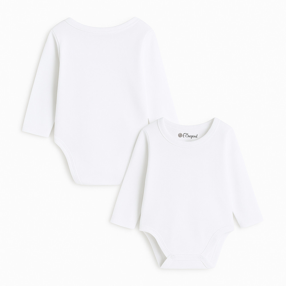 Pack Of 2 - Unisex Plain White Long-Sleeved Underwear Bodysuit - Clothing - Al Sayad