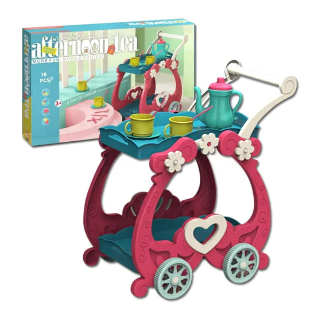 Afternoon Tea Cart and Tray Playset – 18 Pcs