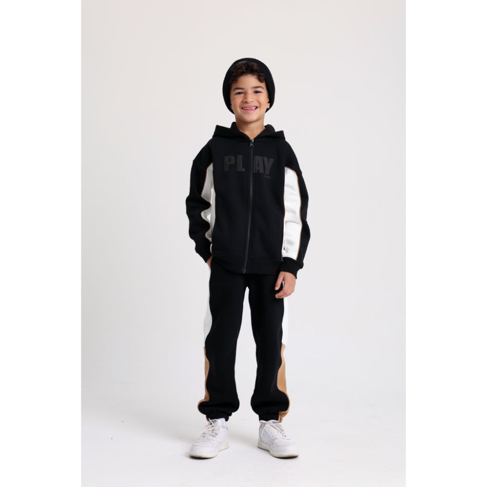 Teens Cotton Hoodie – Black with “PLAY more” Print