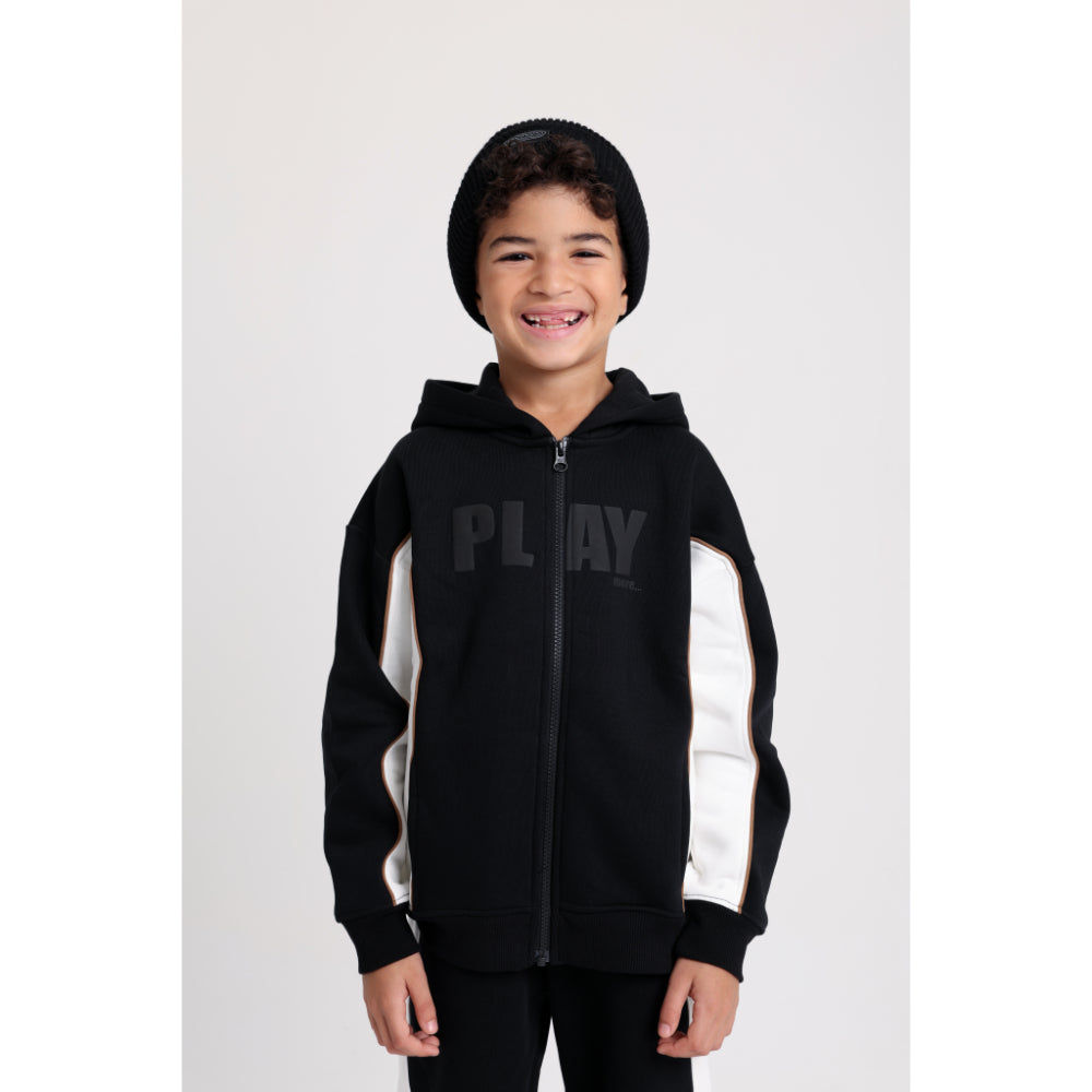 Teens Cotton Hoodie – Black with “PLAY more” Print