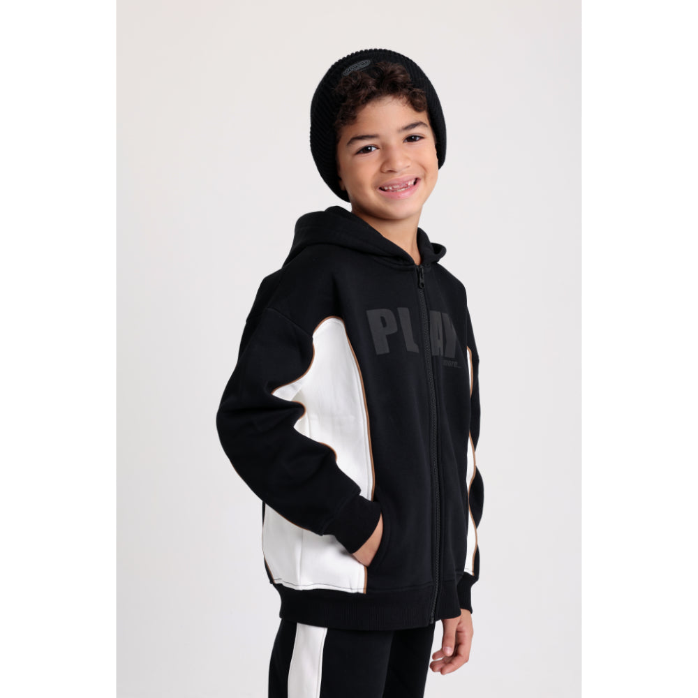 Teens Cotton Hoodie – Black with “PLAY more” Print
