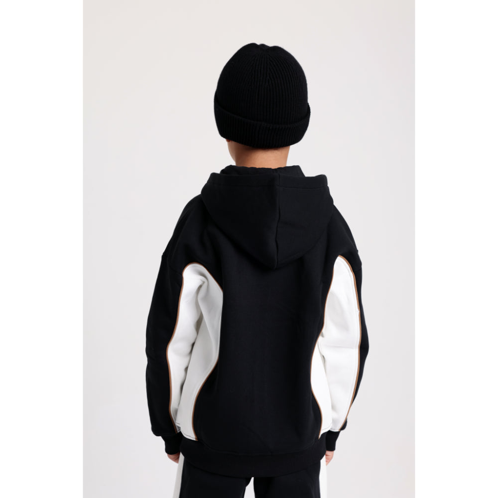 Boys Cotton Hoodie – Black with “PLAY more“ Print