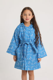Unisex Swim Robe – Blue with Palm Print