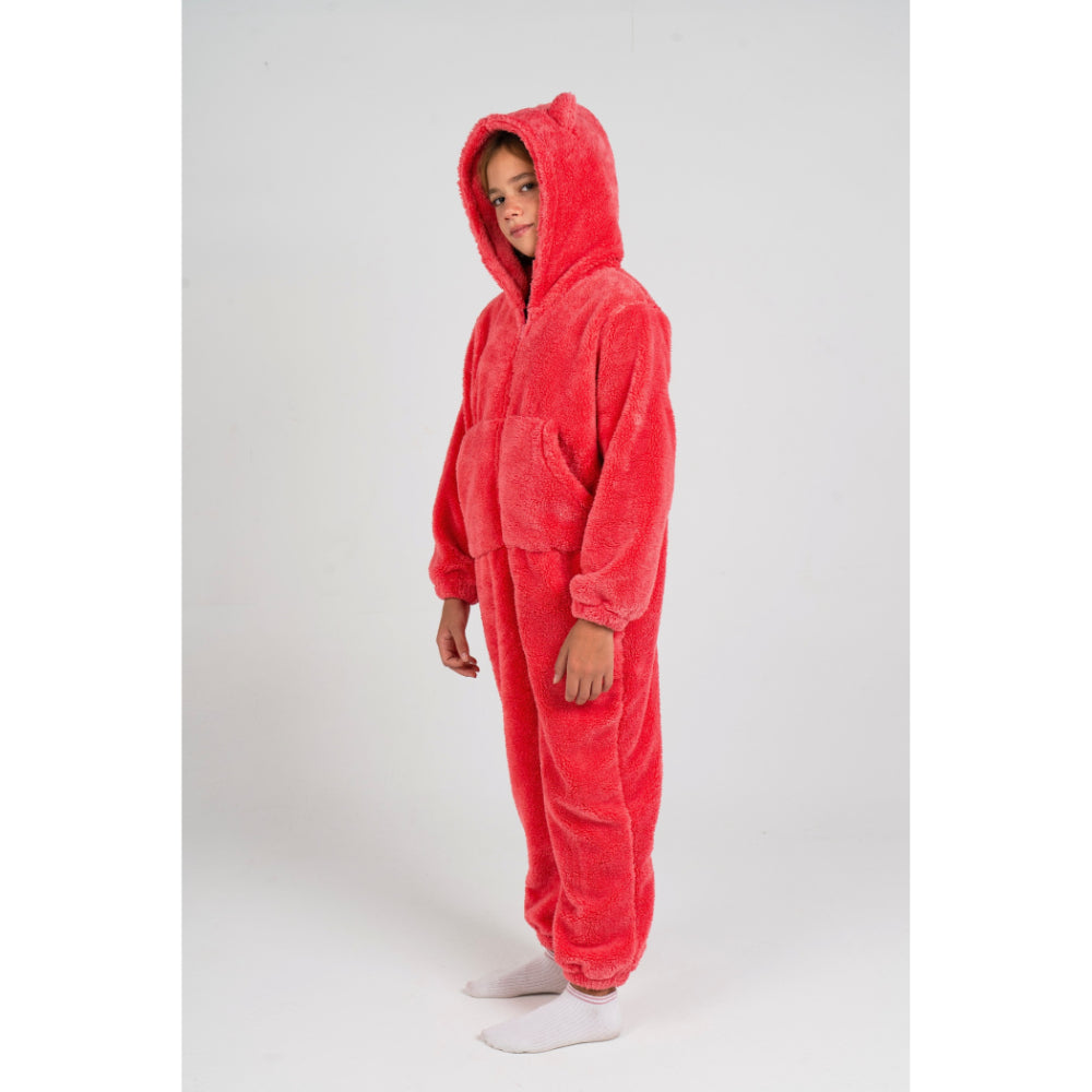 Unisex Fleeced Hooded Footless Onesie – Watermelon