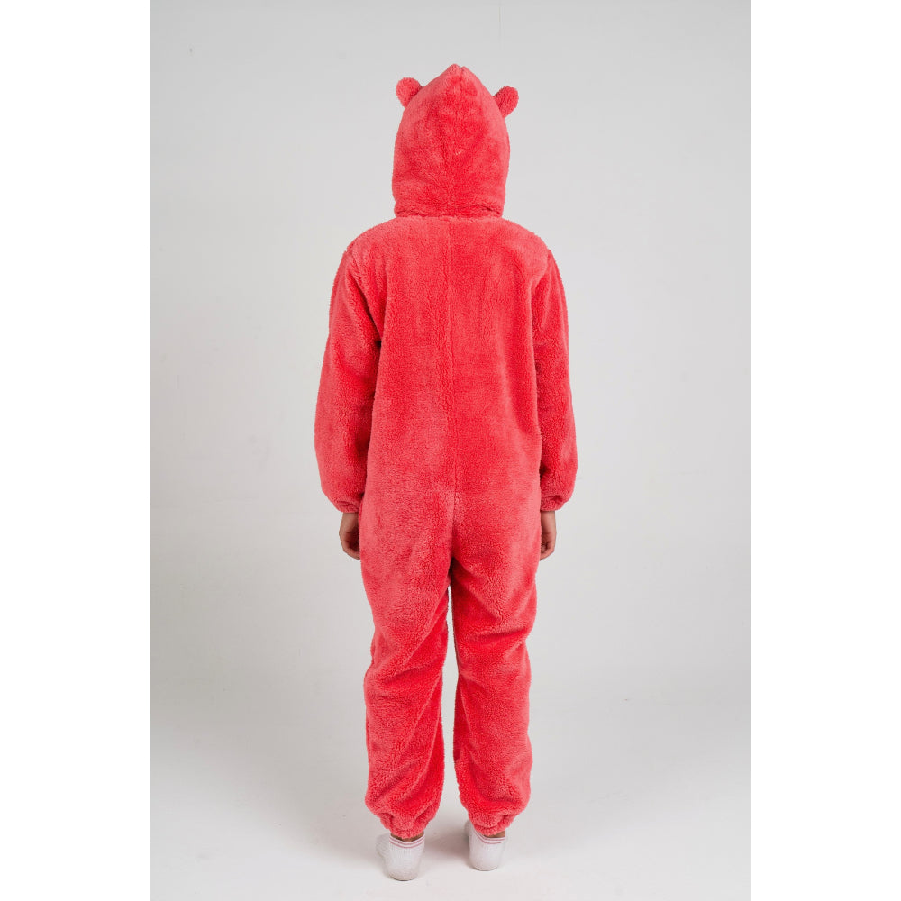 Unisex Fleeced Hooded Footless Onesie – Watermelon