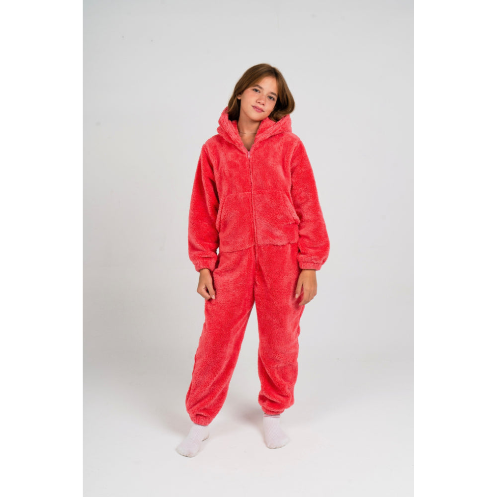 Unisex Fleeced Hooded Footless Onesie – Watermelon
