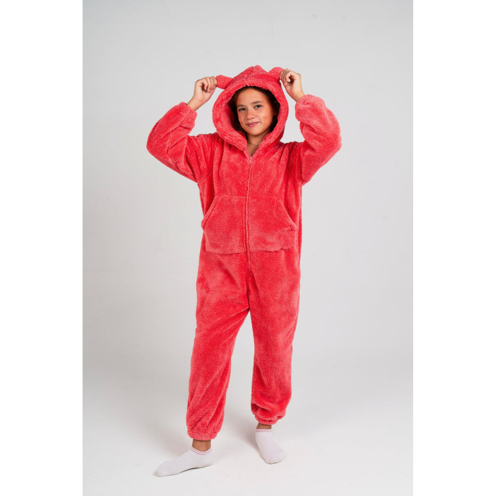 Unisex Fleeced Hooded Footless Onesie – Watermelon