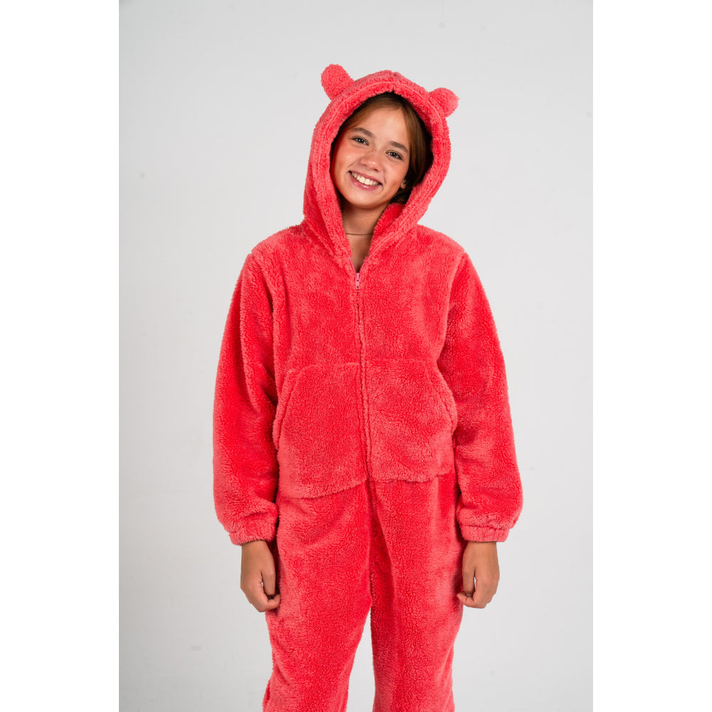 Unisex Fleeced Hooded Footless Onesie – Watermelon