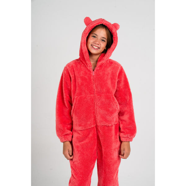 Unisex Fleeced Hooded Footless Onesie – Watermelon