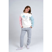 Girls Cotton Pajama Set – Offwhite/Gray with Cat Print