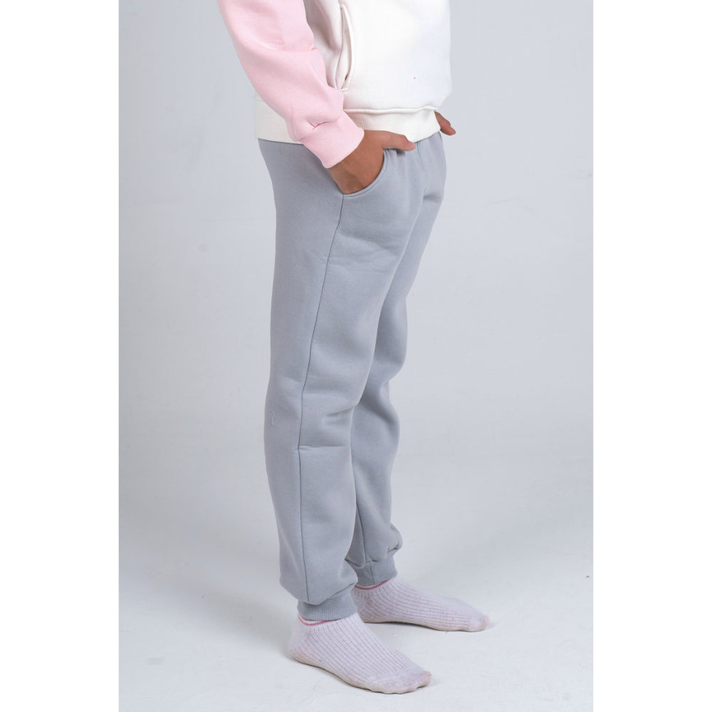 Girls Cotton Pajama Set – Offwhite/Gray with Cat Print