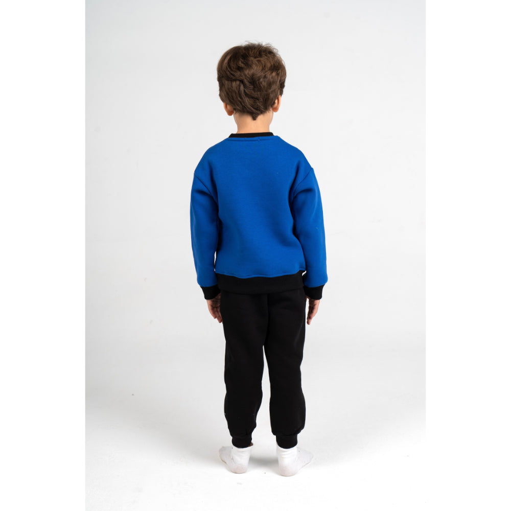 Boys Cotton Pajama Set – Blue with "Think Positive" Design