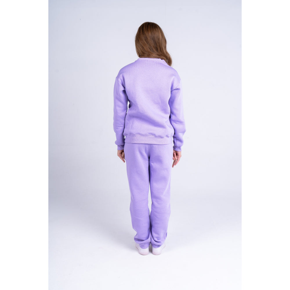 Girls Cotton Pajama Set – Purple with Penguin Print