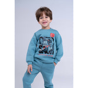 Boys Cotton Pajama Set – Mint with "Dinosaur" Design
