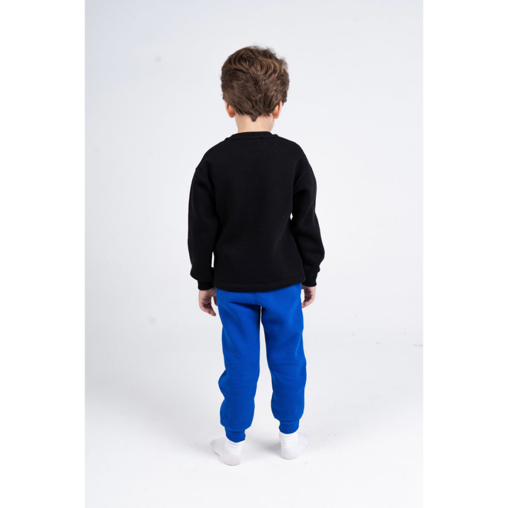 Boys Cotton Pajama Set – Black/Blue with Dino on a Skateboard Print
