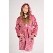 Girls Velvet Robe – Dustypink with "Love Be Kind" Design