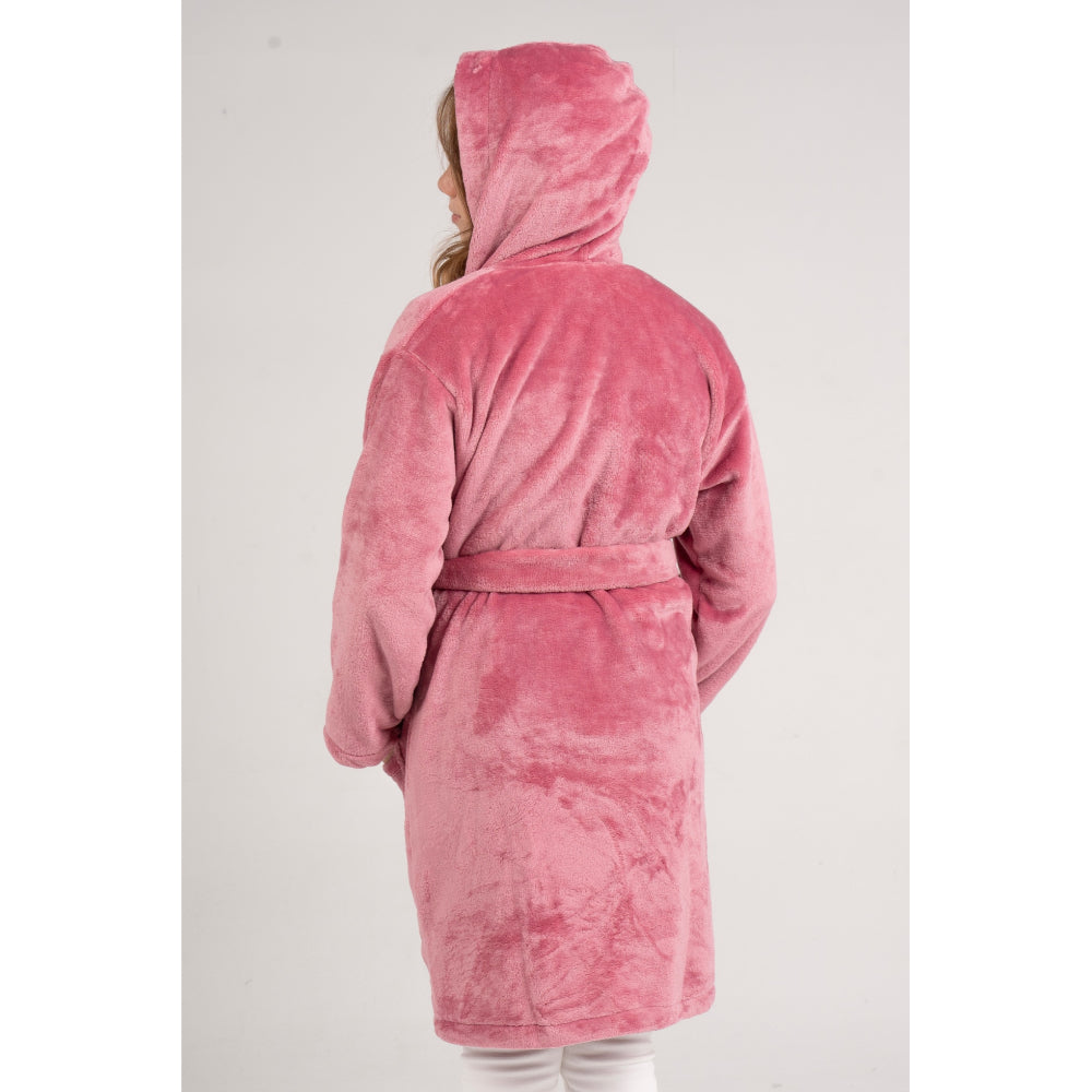 Girls Velvet Robe – Dustypink with "Love Be Kind" Design
