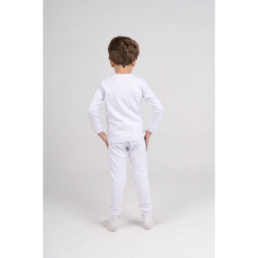 Pack of 2 – Unisex Ribbed Long-Sleeved Thermal Top White