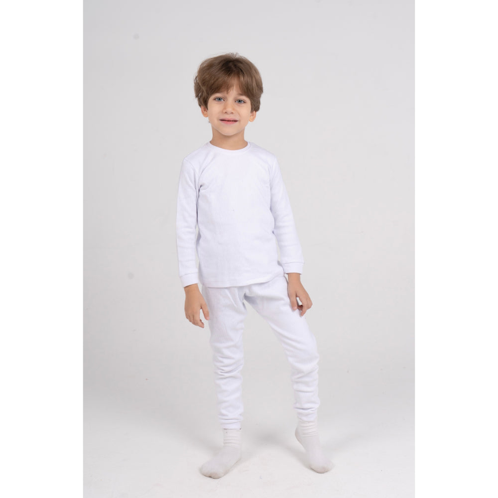 Pack of 2 – Unisex Ribbed Long-Sleeved Thermal Top White