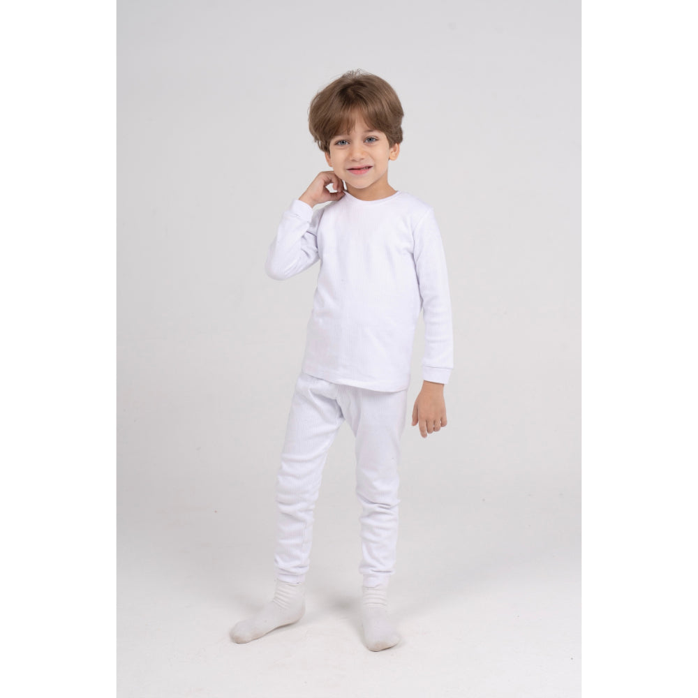 Pack of 2 – Unisex Ribbed Long-Sleeved Thermal Top White