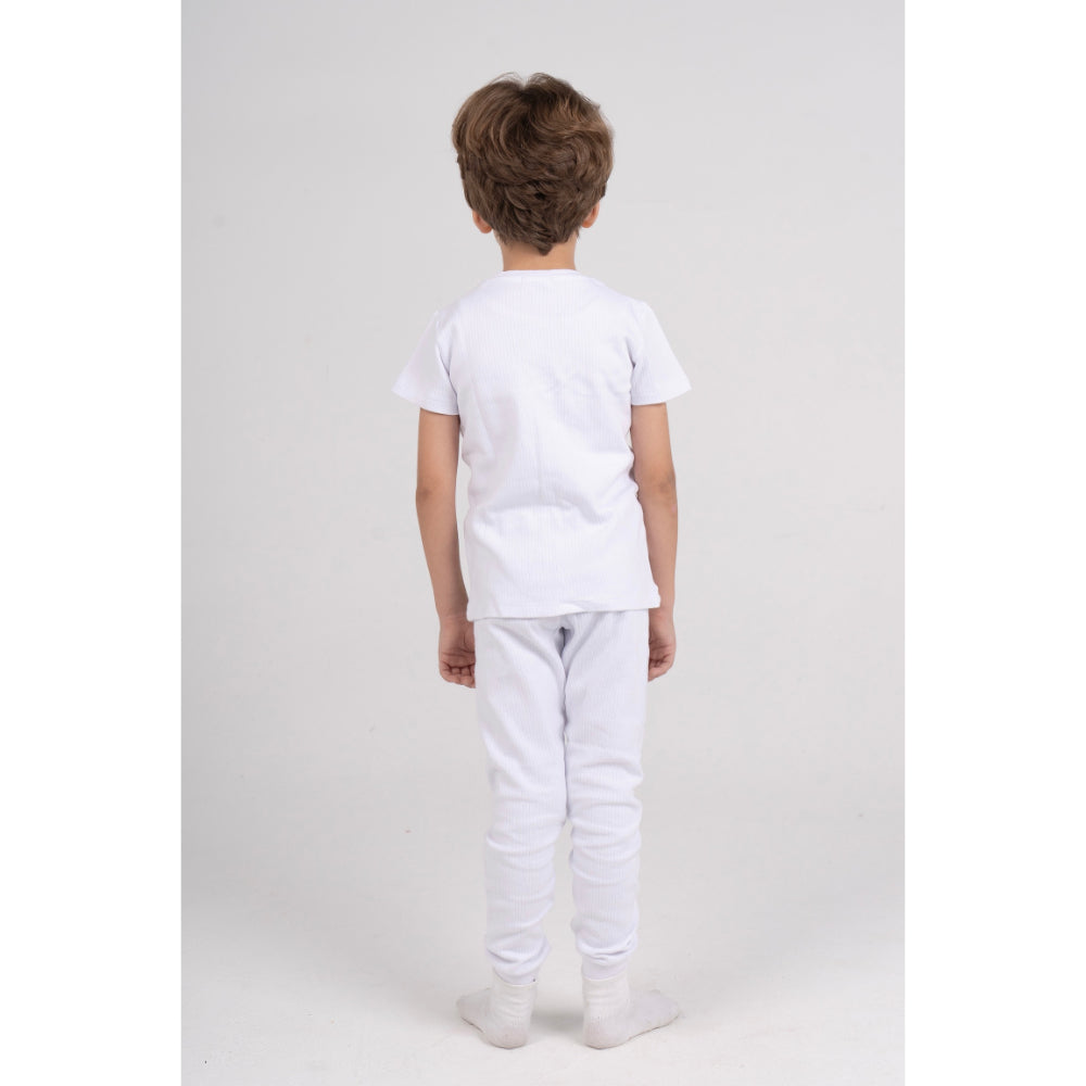 Pack of 2 – Unisex Ribbed Short-Sleeved Thermal Top White