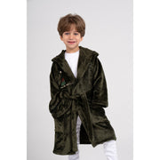 Unisex Velvet Robe - Dark Green with "Winter Wonderland" Design