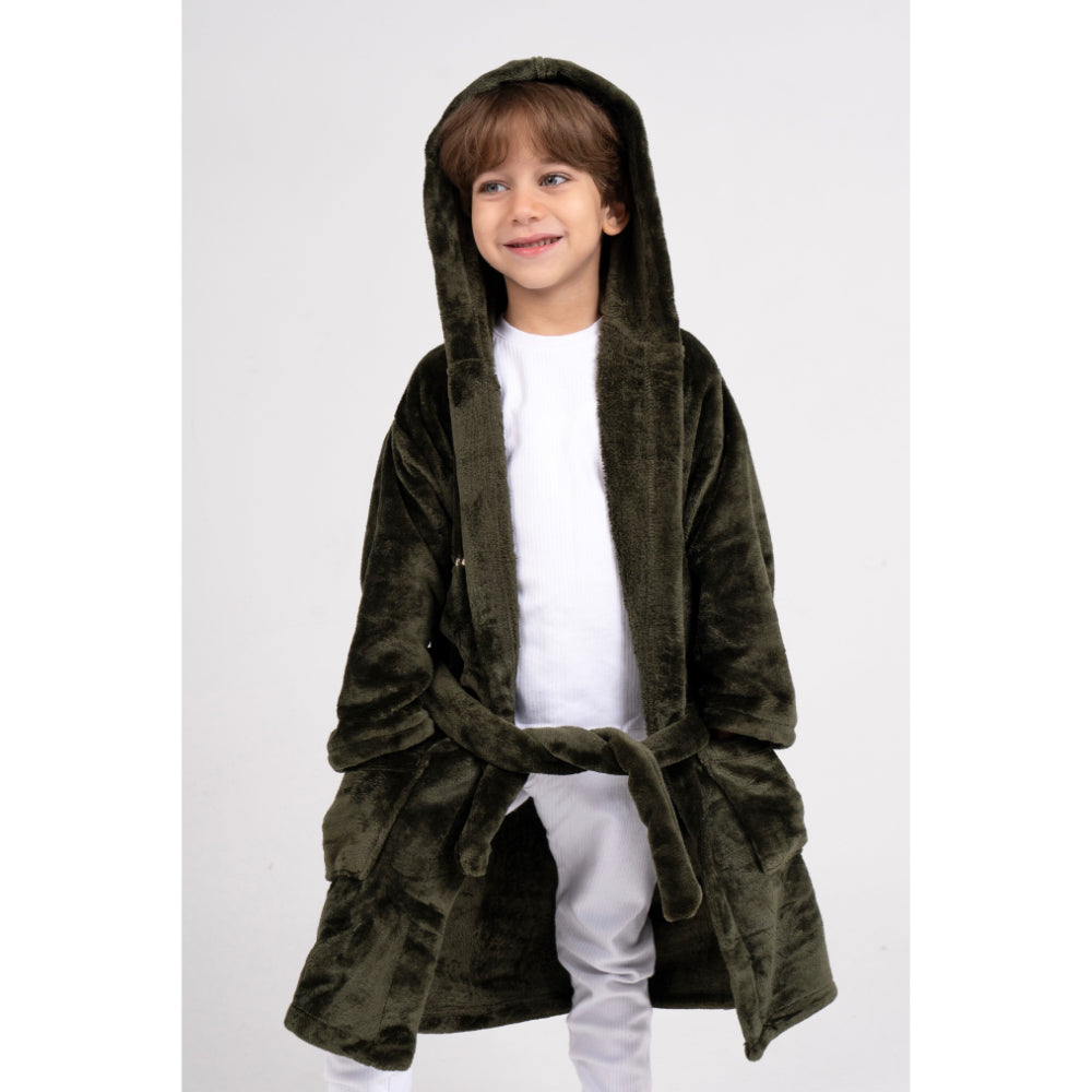 Unisex Velvet Robe - Dark Green with "Winter Wonderland" Design