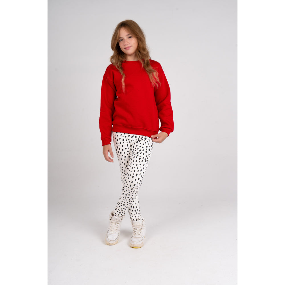 Girls Soft & Stylish Leggings – White with Dalmatian Dots