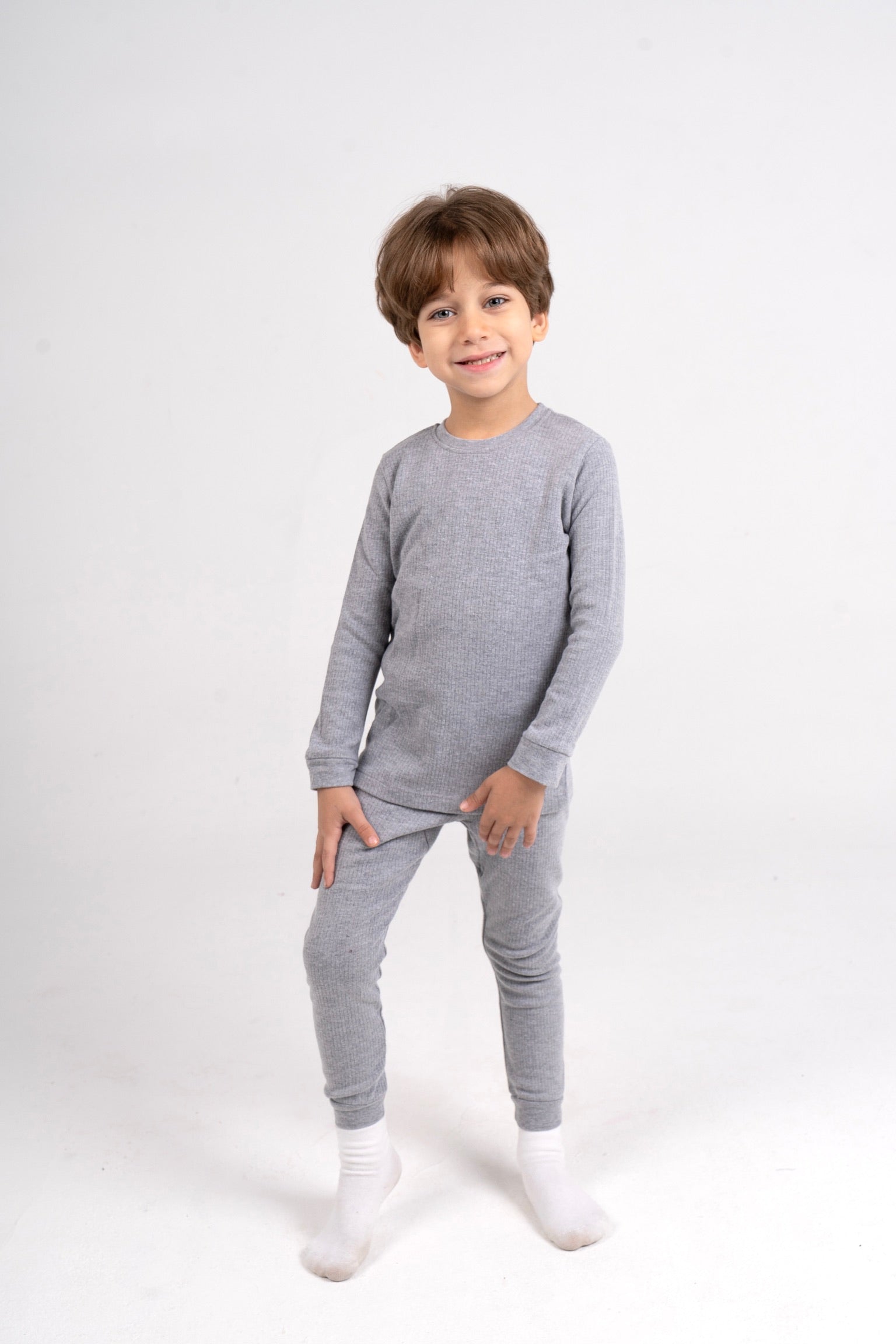 Pack of 2 – Unisex Long-Sleeved Thermal Top Grey