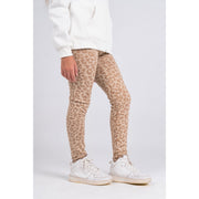 Girls Soft & Playful Leggings – Beige with Tiger Print