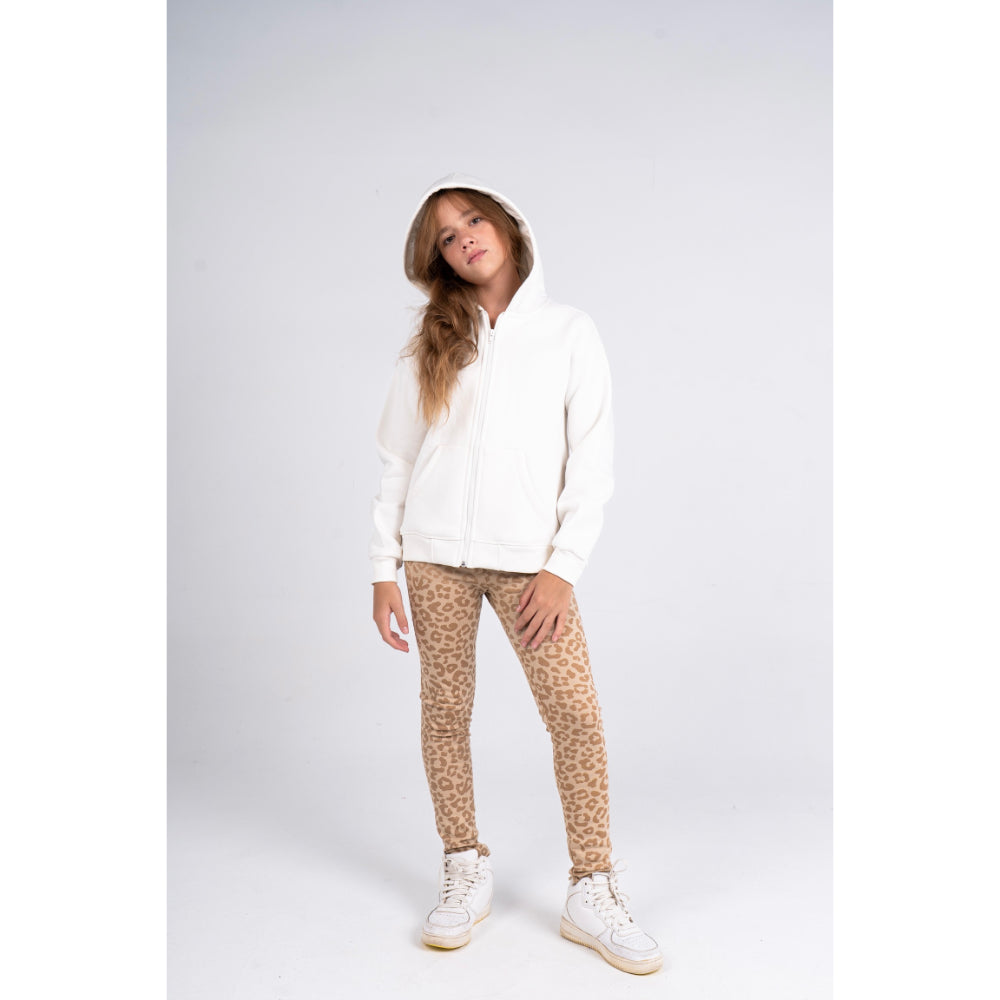 Girls Soft & Playful Leggings – Beige with Tiger Print