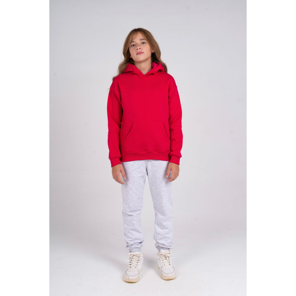 Girls Plain Cotton Hoodie – Fuchsia