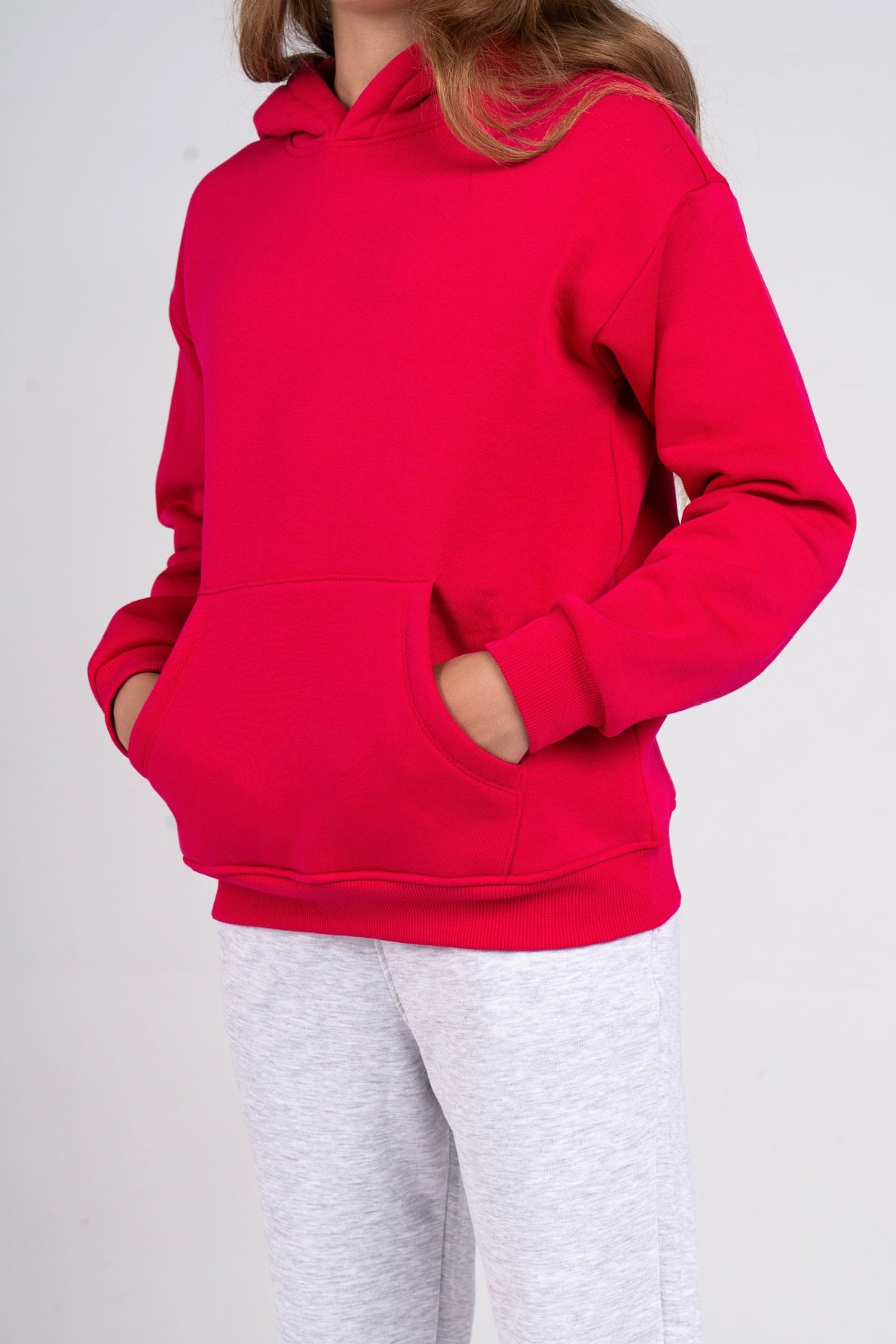 Girls Plain Cotton Hoodie – Fuchsia