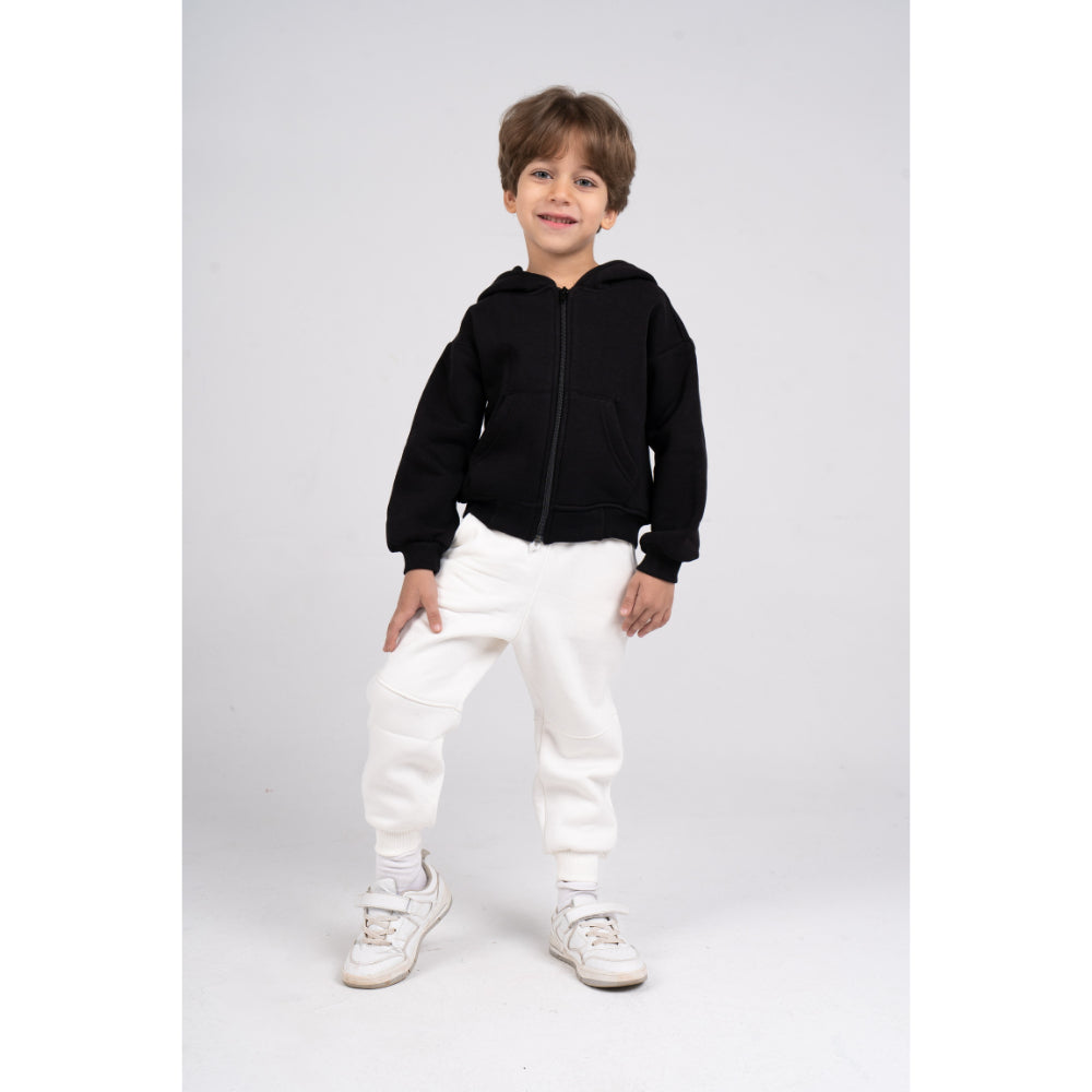 Unisex Long-Sleeved Zip-Up Hoodie – Black