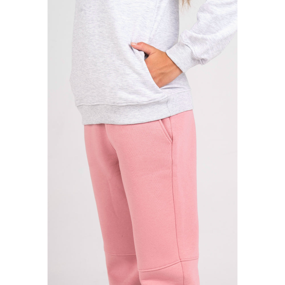 Girls Plain Cotton Sweatpants - Dusty Pink