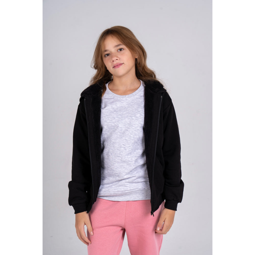 Unisex Long-Sleeved Zip-Up Hoodie – Black