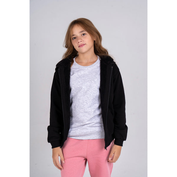 Unisex Plain Fleeced Zip-Up Hoodie – Black