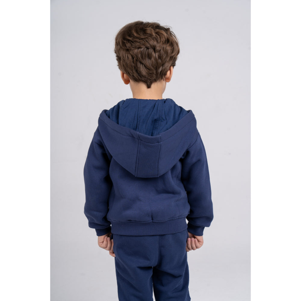 Unisex Plain Fleeced Zip-Up Hoodie – Navy