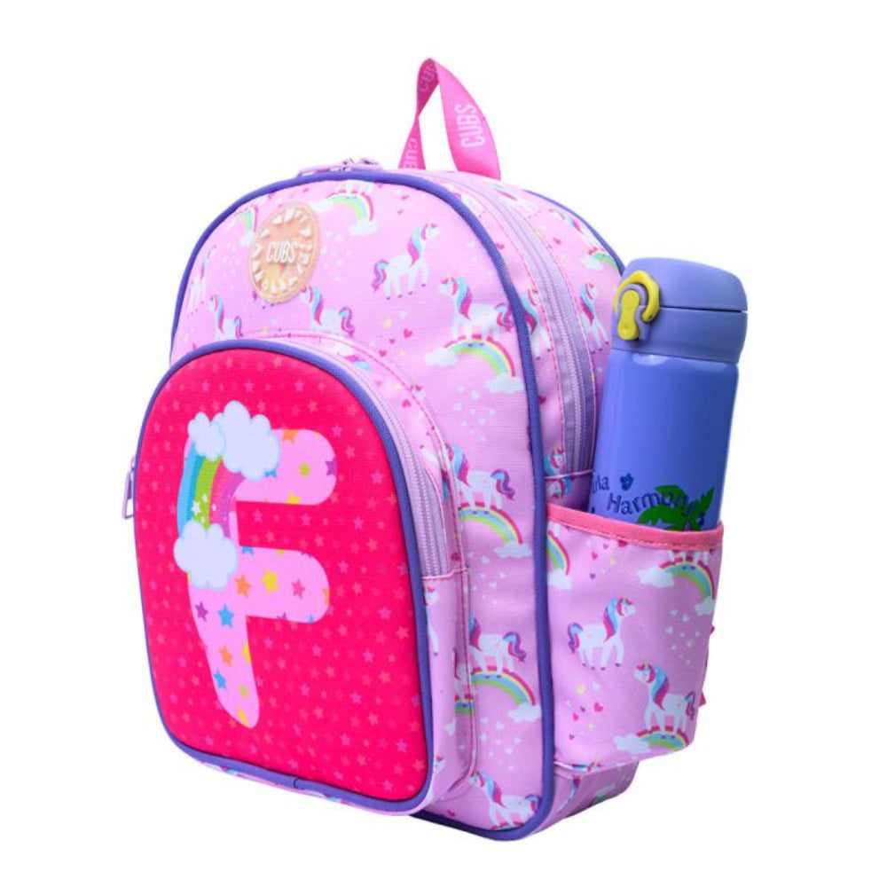 Cubs Pink Unicorn Letter F Nursery Backpack