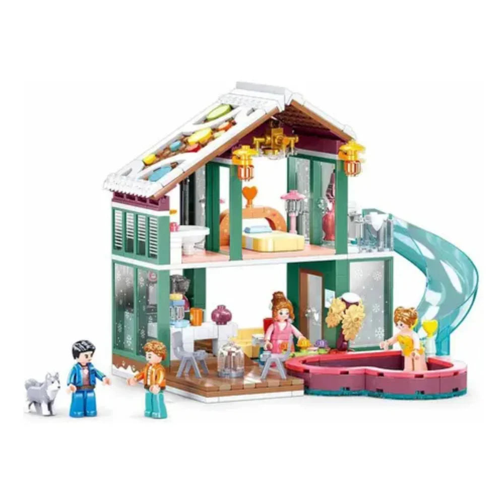 Sluban Girls Dream Winter Travel in Snow Resort Building Blocks Set - 439 Pcs