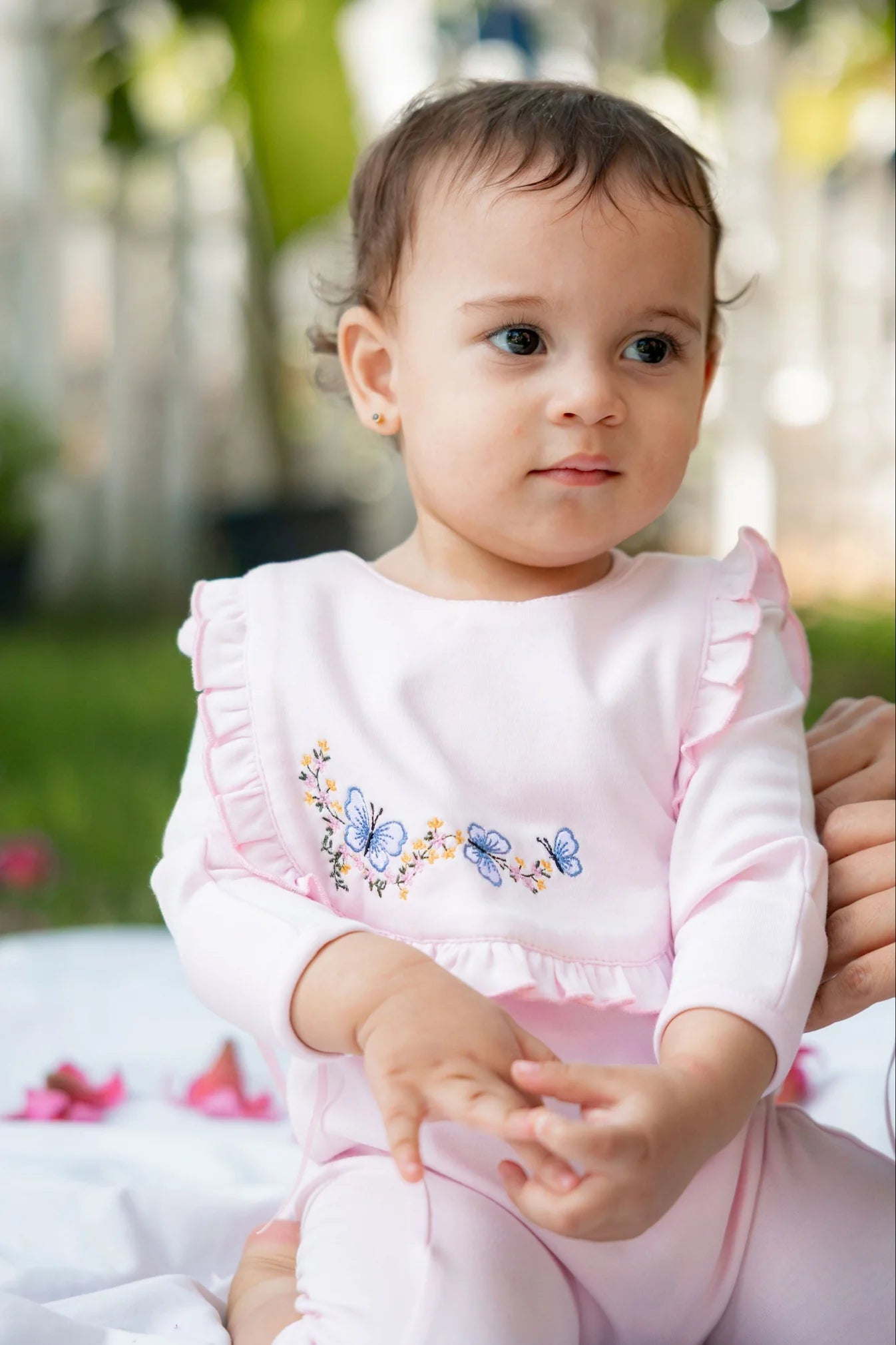 Baby Girls Cotton Footless Onesie – Pink with Butterflies Print