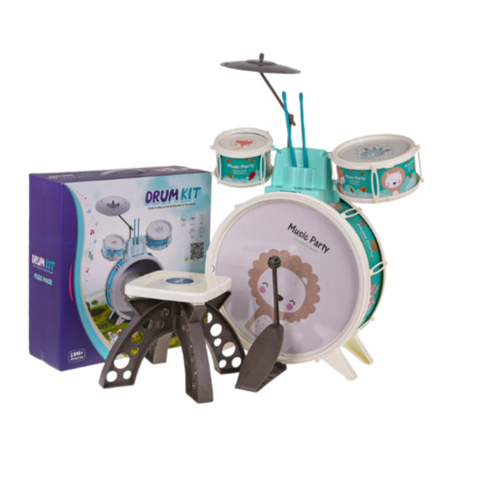 Large Drum Kit (3 Drums with Chair) – Baby Blue