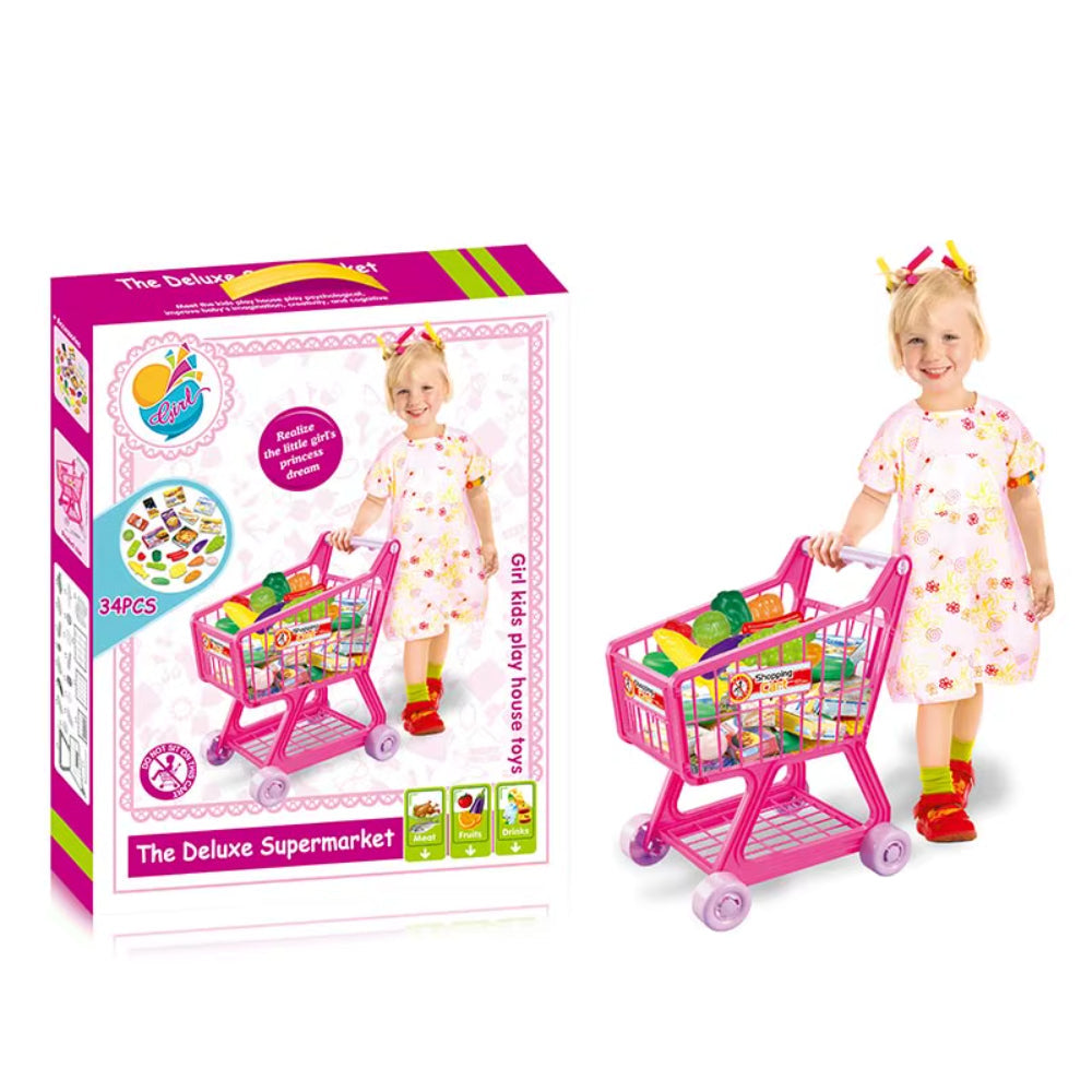 The Deluxe Supermarket Shopping Cart Playset