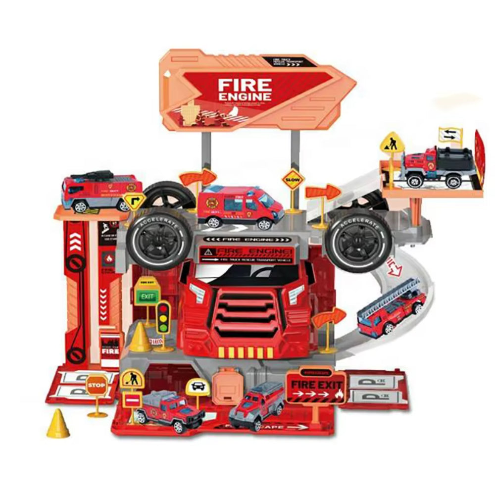 "Heavy Truck" Firefighting Alloy Car Assembly Track Toy Set – 46 Pcs - Toys - OKO